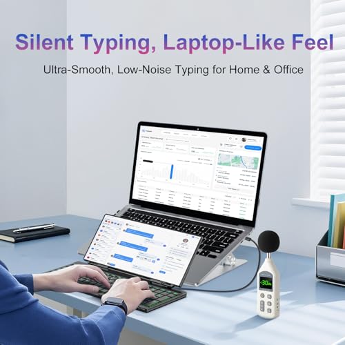 Image of 12.8 inch Portable Touchscreen Keyboard Monitor, Foldable Stretched Bar Laptop Screen Extender with Silent Keyboard USB-C Monitor for Windows MacOS (Driver Need)
