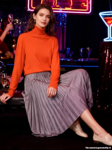 Image of SANGTREE Women's Turtleneck Sweaters Long Sleeve Pullover Tops | Breathable Lightweight Fabric| Fall Winter Fashion Outfits| Perfect for Daily,Office,Vacations,Holiday,Family Gatherings Etc.