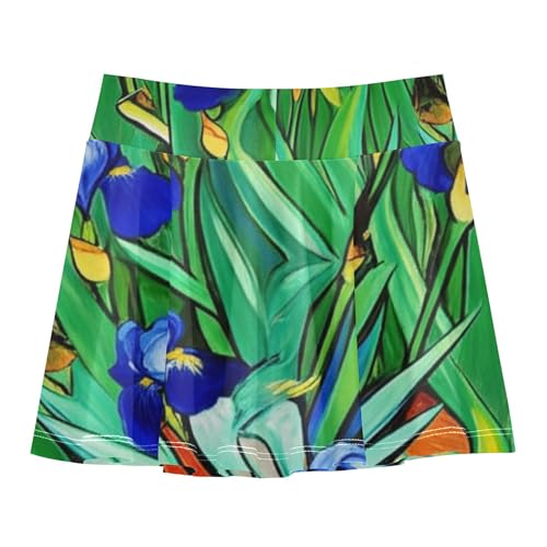 Girls' Shorts Athletic Skorts Toddlers Tennis Skirts Rainbow Girl Skort Vibrant Field Blue Irises Lush 3t2