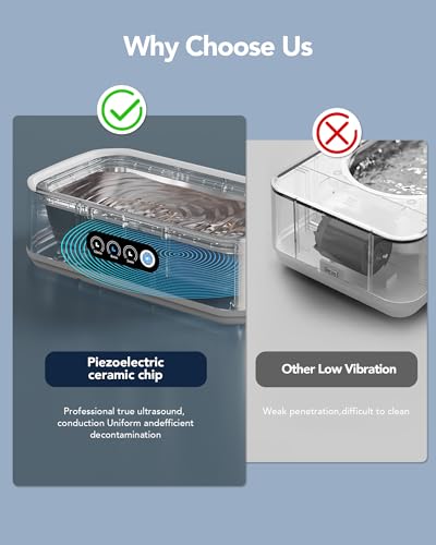 Gift for Wife/Mom: Ultrasonic Jewelry Cleaner – 3/6/12 Min Timer for Deep Cleaning Sparkle Wedding Rings, Eyeglasses,Watch Straps, Dentures, Sonic Jewelry Cleaner Machine for Family Use - Thumbnail 7