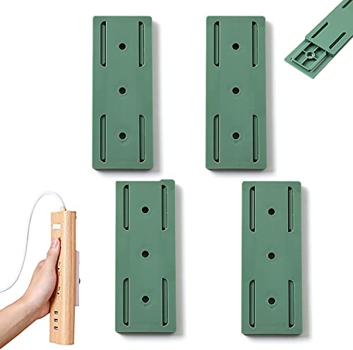 4 fijadores autoadhesivos de enchufe de escritorio, soporte adhesivo sin perforaciones, fijador de regleta de alimentación, soporte de regleta de alimentación montado en la pared para cocina, hogar,