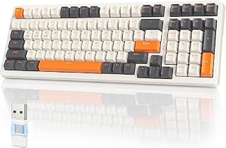 YINDIAO K96 Bezprzewodowa Klawiatura Mechaniczna,Bezprzewodowy Bluetooth/2.4 Ghz,Odbiornik Typu C/USB A,Hot Swap,100 Klawiszy 96% Układ,Klawiatura do Gier z Numpadem,Czerwone Przełączniki,dla PC,Mac
