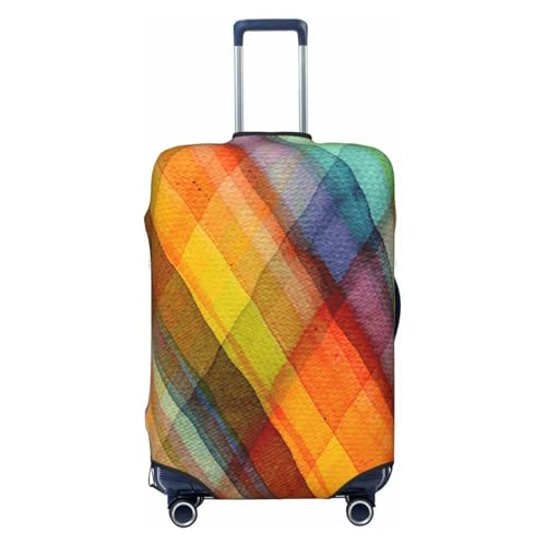 Abstract Watercolors Tartan Print Luggage Cover For Suitcase,Washable Elastic Travel Suitcase Protector With Zipper Closure And Bottom Buckle – Fits 18-32