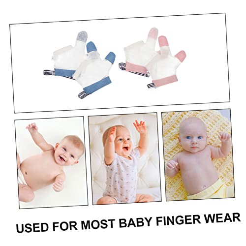 2pairs Stop Thumb Sucking Finger Protector of Soft Breathable Sucking Gloves for Boy Girl Safety Comfort Random Color3