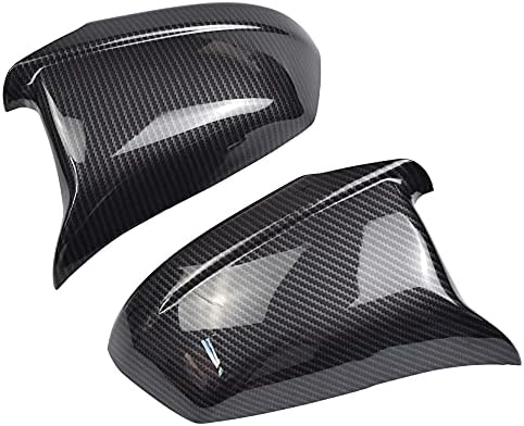 1 Pair Black Wing Mirror Cover Cap Carbon Fiber Rear View Mirror Cap Replacement For BMW 5 Series F10 F11 F18 Pre-Lci 2011 2012 2013 (Carbon Fiber)