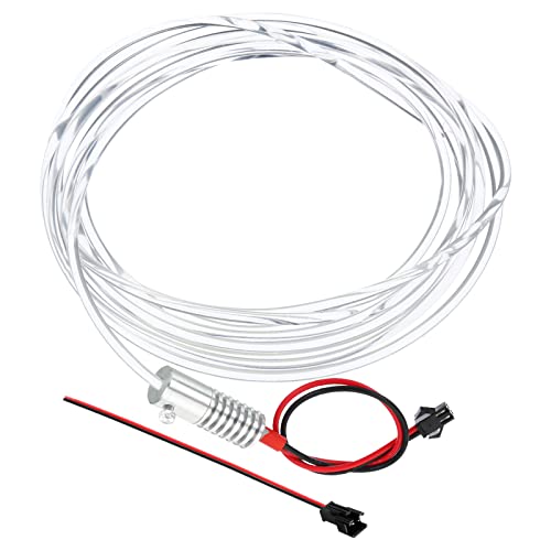 Image of PATIKIL 3mm 3.0m PMMA Side Glow Fiber Optic Cable Kit, with LED Aluminum Illuminator 12V 1.5W Guide Light Source Decoration for Home DIY Lighting, Red