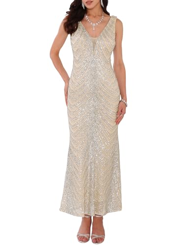 Robe de soirée à paillettes longue et chic pour femme