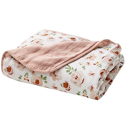 Image of DaysU 6-Layer Muslin Swaddle Blankets for Newborn Babies, Soft Breathable Muslin Baby Blankets Unisex for Boys Girls, Baby Crib Toddler Bed, Large 47" x 47", 1 Pack - Floral