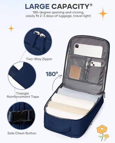 Image of coofay Travel Backpack Carry On Backpack Personal Item Travel Bag Mochila De Viaje Carry On Backpack For Airplanes Traveling Backpack For Women Gym Backpacks College Backpacks Sapphire Blue