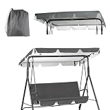 Hollywoodschaukel Dachbezug Universell, Ersatzdach 210x145x18cm, 420D Oxford Stoff, Wasserdicht UV-beständig Wetterfestes Schutzdach, Für 2-3 Sitzer Garten Hollywoodschaukel, Grau