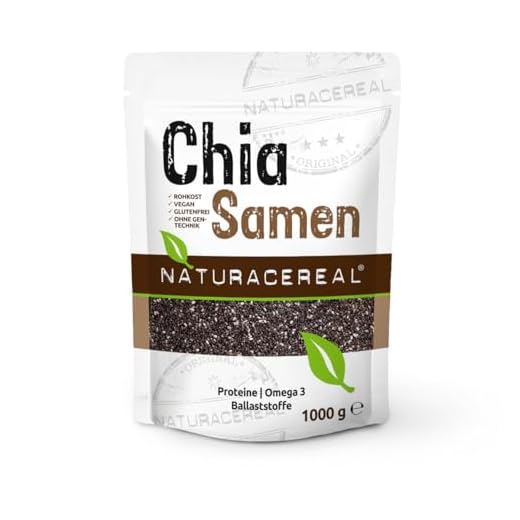 Vitaminas y superalimentos para el bienestar diario 7 Naturacereal Chia Samen 1kg – Rico en Omega-3, Fibra & Fuente de Proteínas Vegetales, Potencia de la Naturaleza, Ideal para Batidos, Pudines y más – Cosechado Éticamente