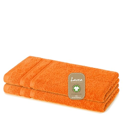 Lavea 6er Set Gästetücher, Orange, 30 x 50 cm Premium Frotteeserie Bali |...