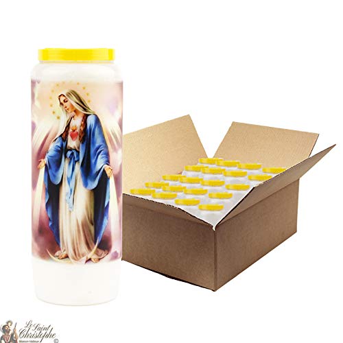Saint Christophe - Bougies de neuvaine Vierge Miraculeuse - 20 pièces - combustion 9 jours - bougie - sans parfum - religieux