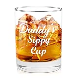 Daddy's Sippy Cup Funny Whiskey Glass Gifts for Dad, Novelty Unique Birthday, Christmas, Thanksgivin
