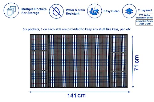 Image of The Furnishing Tree Fridge Top Cover Compatible for Samsung RS76CG8003S9HL, 653 LTR WxL 71x141 in CM Checkered Pattern Black White