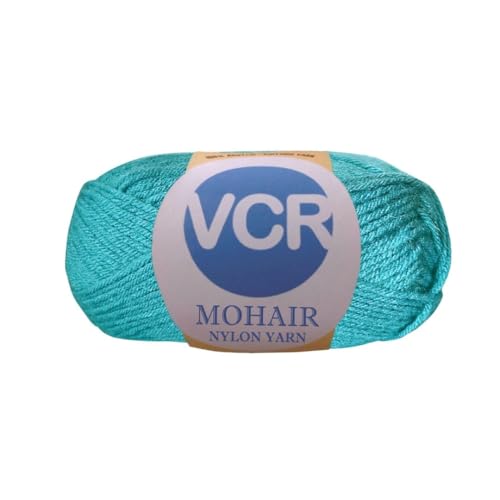 Image of VCR Mohair Nylon Blue Green Yarn, 100 Grams Hank, 196 Meters Length, Acrylic 75%, Mohair Nylon 25%, Pack of 1 Yarn, Soft Crosia Threads, Suitable for Winter Garments.