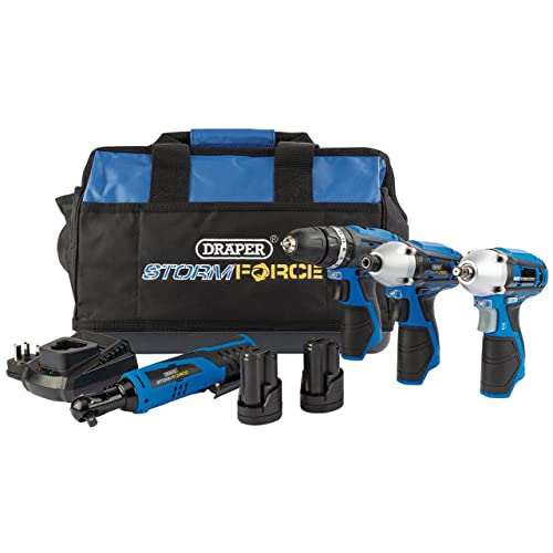 Draper 93446 Storm Force® 10.8V Interchange 4 Piece Kit (+2 x 1.5Ah Batteries, Charger and Bag)