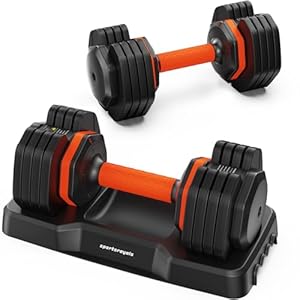 Sportsroyals Adjustable Dumbbells Set 25LB A Pair Dumbbells Weights, 5 in 1 Free Weights 5/10/15/20/25lb/50lb Dumbbell with Anti-Slip Handle, Suitable for Home Gym Exercise Equipment