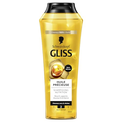 GLISS - Schwarzkopf - Shampooing Nutrition - Huile Précieuse - Sans Silicone - Nourrit - Apporte Douceur & Brillance - Cheveux secs & rêches - Cheveux 100%...