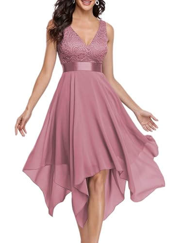 Image of Ever-Pretty Women's Spring V Neck Lace Chiffon A Line Prom Dresses Semi Formal Cocktail Wedding Guest Dress 0207
