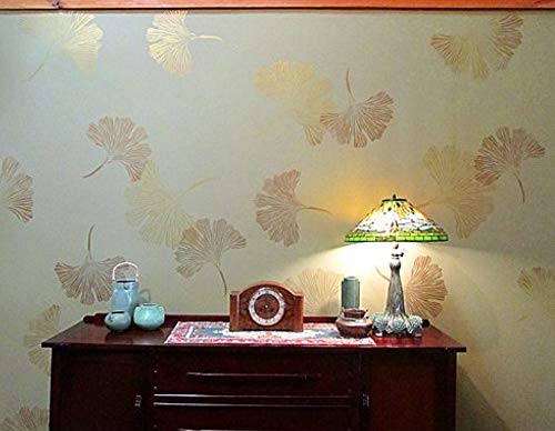 Chinese Ginkgo Wall Stencil – Floral Stencils For Walls – Flower Stencil Designs – Reusable Stencil For Painting Walls And Floors – Try Stencil Instead Of Wallpaper And Save Lots On Room Makeover #TOP4