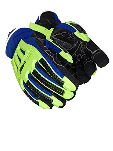 MAGID TRX614W Arctic Windstorm Series Impact Gloves | ANSI A2 Cut Resistant Winter Thermal Safety Work Gloves with Membrane, Blue/Green, Size 10/XL (1 Pair)