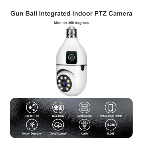 Image of 5+5MP WiFi Bulb CCTV Camera for Home Indoor | 360 View | Color Night Vision | Motion Detection | Two-Way Audio | PTZ Smart Security Camera