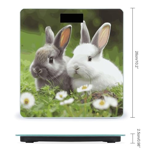 Báscula digital para baño con pantalla LCD y diseño de conejitos miniatura 2