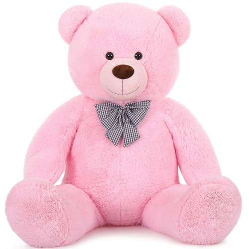 Image of MaoGoLan Giant Pink Teddy Bear Stuffed Animal 5 Feet,Soft Cuddly Smiling Face Big Teddy Bear Plush Gift for Boyfriend Girlfriend