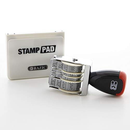 Bazic Date Stamp And Ink Pad (Black Ink), 12 Years Of Dates, Nickel-Plated Steel, Stamp Impression Size 1" X 0.15", Great For Office, Shipping, Receiving, Accounting, Expiration, Due Dates, 1-Pack #TOP5
