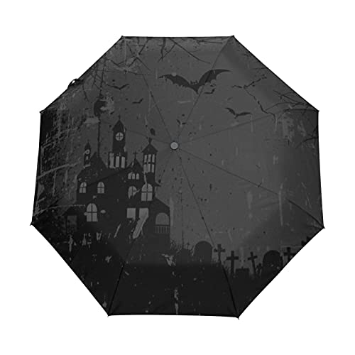 Parapluie automatique haut de gamme style rétro Halloween avec toile parasol anti-UV