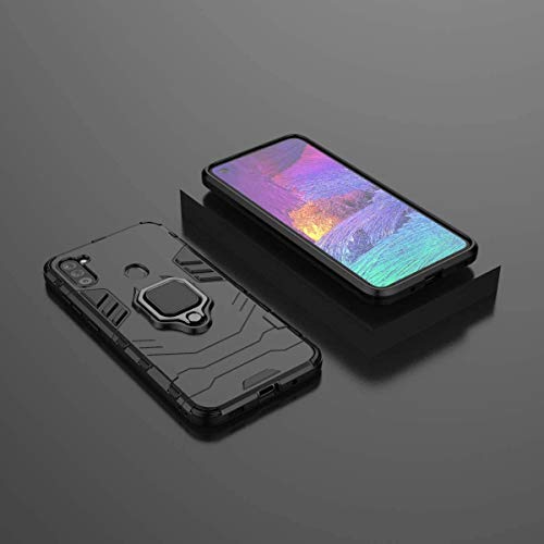 Image of SHINESTAR Samsung m11 case | Dual Layer Hybrid Armor Shockproof with Ring Grip Kickstand case Cover for Samsung Galaxy m11 - (Black) - Black