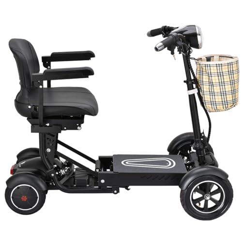 Image of Long Range Double Batteries Senior Scooter Rides Up to 25 Miles, Folding 4-Wheel Electric Travel Scooter Allowed on Airplanes, Large Seat with Flip Back Armrests for Easy Transfer - Matte Black