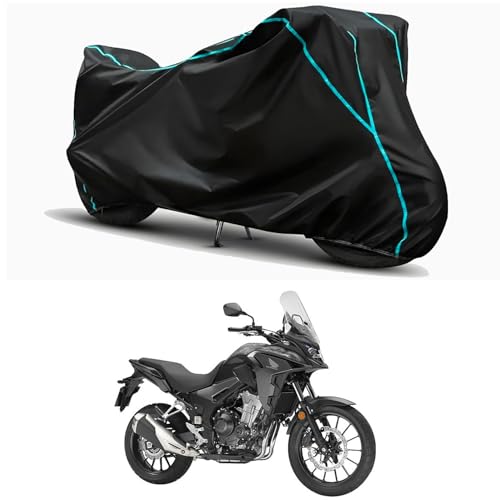 Image of Waterproof Bike Body Cover Compatible for | Honda CB500X STD | Taffeta Fabric, Sky Piping Design, Bottom Elastic Fit | Dustproof, Sun UV & Rain Protection for All Weather.