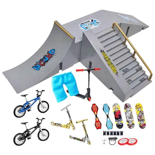 Yuemeuy Kit De Skate Park 13 Pièces | Fingerboard Skate Park Set | Accessoires D'entraînement De Compétences | Jouets De Vélo De Scooter À Touche | Scénario D'utilisation De Simulation