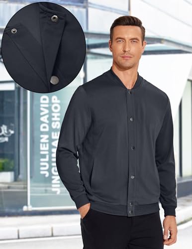 Image of COOFANDY Men's Casual Lightweight Jacket Baseball Letterman Snap Button Jacket