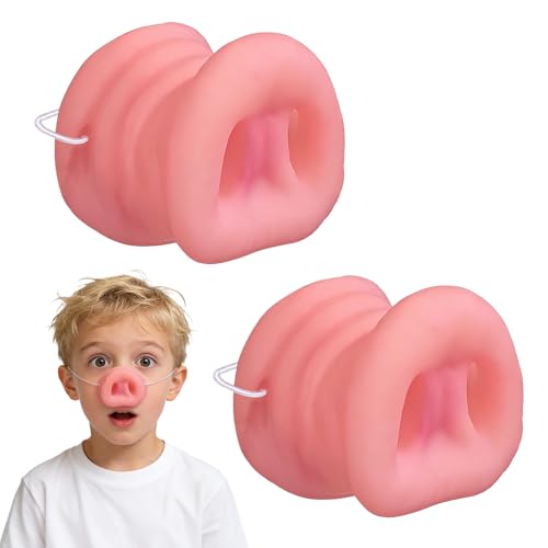 NARHOR 2 peças de nariz de porco, máscara de cosplay de focinho de porco para acessórios de festa de Halloween, máscara focinho divertido com elástico, presente divertido para adultos