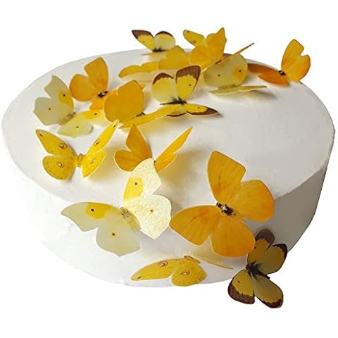24 X PRE-Cut Beautiful Medium Yellow Butterflies Edible Rice/Wafer Paper PRE Cut Cupcake Cake Dessert Toppers Birthday Party Wedding Baby Shower Decorations (Medium) Cover