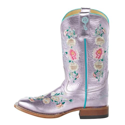 Macie Bean Kid's Pink Metallic Rose Garden Square Toe Boot3