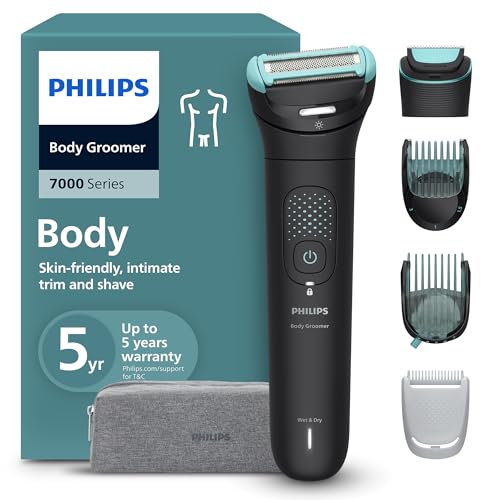 Philips Body Groomer BG7470/15 | Trim & shave body hair & balls | 100% showerproof | Flexible head follows body | Skin-friendly | Combs 13 & 37 mm + sensitive area comb | 120 min cordless