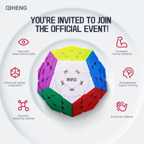 XMDCuber QY Toys QiHeng V2 M Megaminx 3x3 Magnetic Dodecahedron Speed Cube, Pentagonal Magic Cube Dodecahedron Magnetic