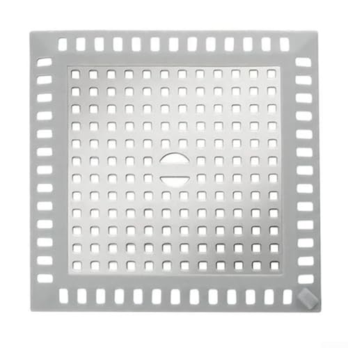 Cubierta de desagüe de suelo | para desagüe de suelo de baño de acero inoxidable con filtro antiobstrucción y colector de pelo | para ducha, cocina, lavandería, 12 cm x 12 cm, color plateado (cuadrado