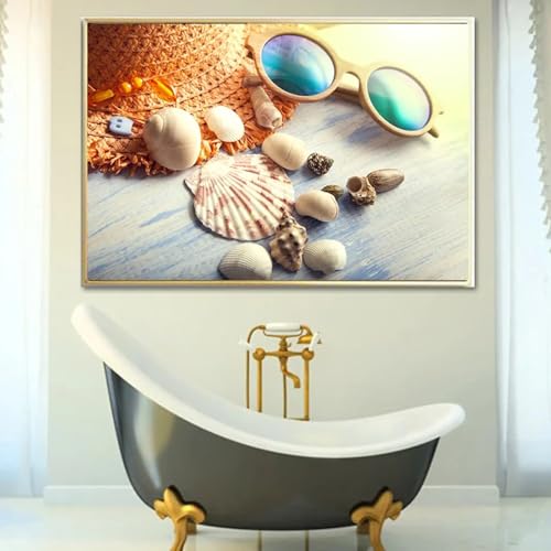 Décoration murale marine affiche bouteille à la dérive peinture toile 60x80