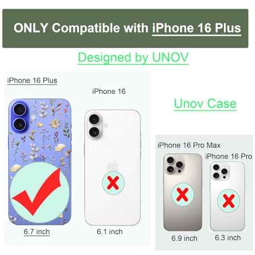 Unov Case Designed for iPhone 16 Plus, Black Phone Case with [Anti-Slip Embossed Pattern], Shockproof Slim Protective [Anti-Scratch TPU] Back Cover, Golden Garden by Unov - Image 7