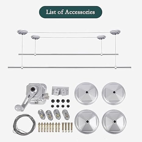 Ceiling Mounted Clothes Drying Rack - 1.5m Pulley System, Manual Airer for Indoor & Balcony Use, Space-Saving Clothes Dryer, Hand Operated Laundry Solution,Color-1.8m