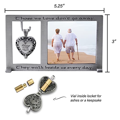 Abbey & CA Gift Bilderrahmen mit Phiole für Asche oder als Andenken, Beerdigung oder Beileidsgeschenk für den Verlust eines geliebten Menschen, für 6,3 x 5,7 cm große Fotos