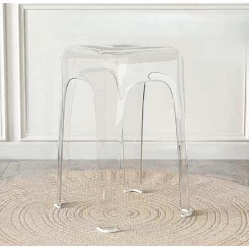 kxzlhaa アクリル風呂椅子 バスチェア 滑り止め足 浴室 コンパクト 風呂椅子 介護用品 抗菌 防カビ 撥水 28cm 高46cm バススツールお バスチェア シャワー チェア背もたれなし (透明,28cm*46cm)