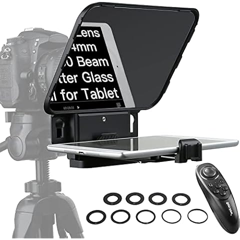 Desview T3 Teleprompter for iPad Tablet Smartphone up to 11 inch, 70/30 Beam Splitter Glass Teleprompter with Remote Control for DSLR Camera Wide Angle Lens Making Video Recording Cover