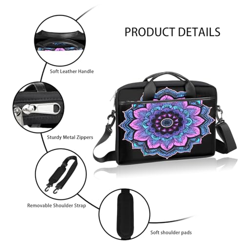 Bolsa para portátil Mandala Floral Morada 15 pulgadas miniatura 4