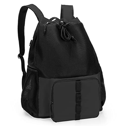 Fasrom Mochila de playa de malla con fondo de cremallera, mochila de gimnasio para nadar, playa y piscina (Patente Pendiente), Negro Cover